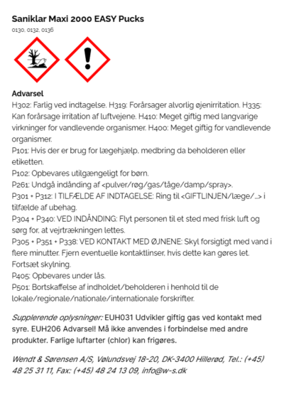 Saniklar Maxi 2000 EASY Pucks faremaerkning
