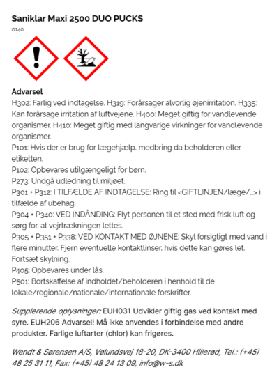 Saniklar Maxi 2500 DUO PUCKS faremaerkning