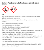 SpaCare Pipe Cleaner & Biofilm Cleaner, 125 ml & 500 ml faremaerkning