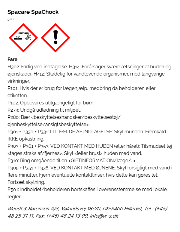 Spacare SpaChock faremaerkning